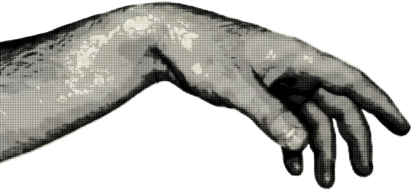 Human hand reaching in graphic